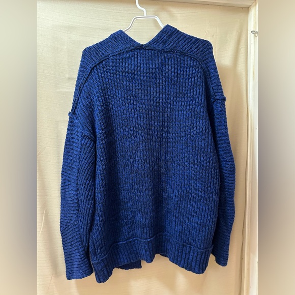 Free People Blue Chunky Knit Open Front Cardigan Sweater Medium - Picture 7 of 8